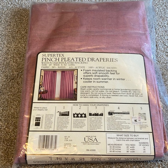 Supertex Rose Pinch Pleated Draperies 48x84 Foam Insulated Backing Pair USA 3145 - Picture 2 of 3